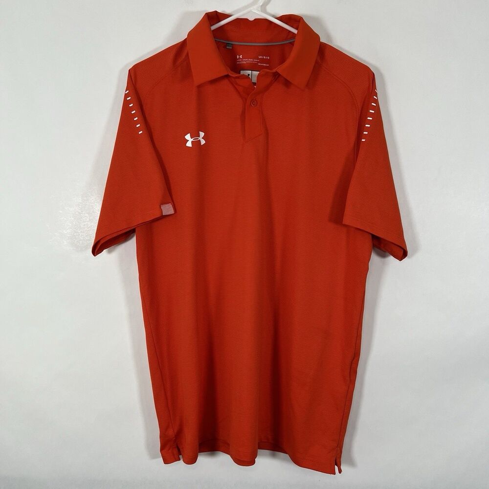 Under Armour Heat Gear Golf Polo Shirt Mens Size Large Short Sleeve Performance